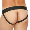 Ouch! Harness Jockstrap avec Zip Striped Front Noir-Rouge